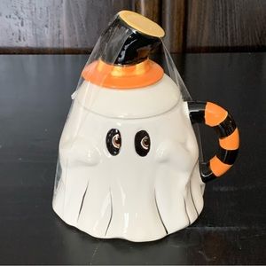 Ghost in Top Hat Figural Halloween Mug - Transpac Little Village Shelly Comiskey